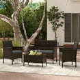 thumbnail image 2 of Gymax 4 Piece Patio Rattan Conversation Set Outdoor Wicker Furniture Set w/ Chair & Loveseat, 2 of 10