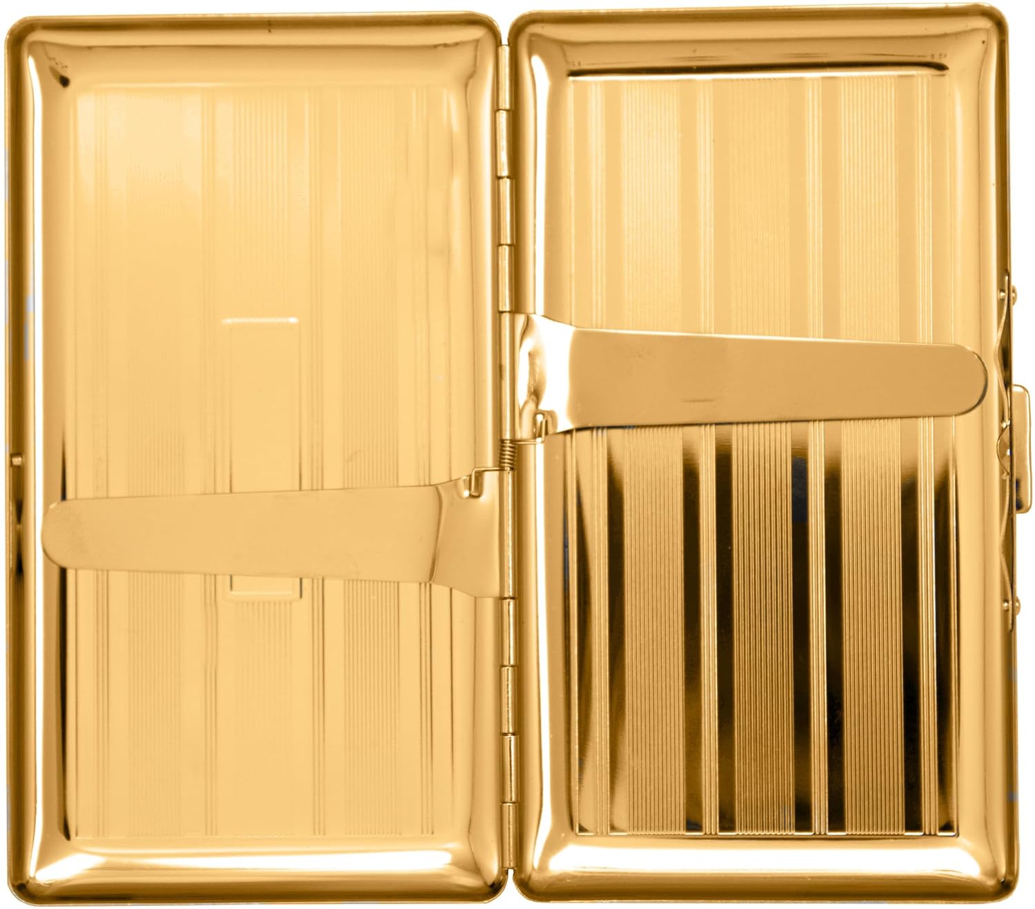 Set of 2 Metal-Plated 120s Cigarette Case & Stash Box (Gold Stripes)