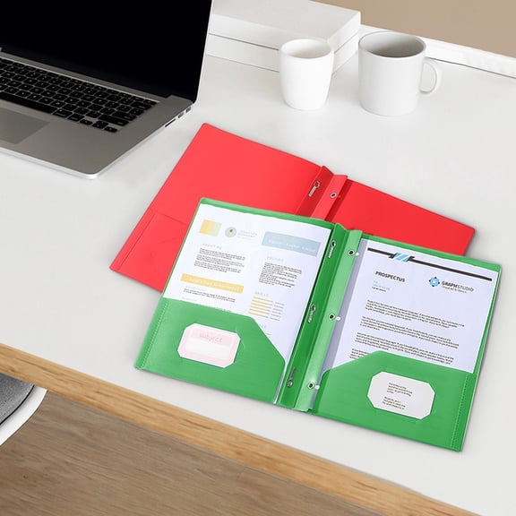 A4 Durable Plastic 2-Pocket 3-Ring Folder with Label Pocket, Lightweight Professional Document Organizer for Office, Business Meetings & Daily Professional Paper Management
