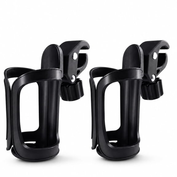 2 Pack Black Stroller Wheelchair Cup Bottle Holder,5.91" Length,2.56" Height,0.48 lbs Weight