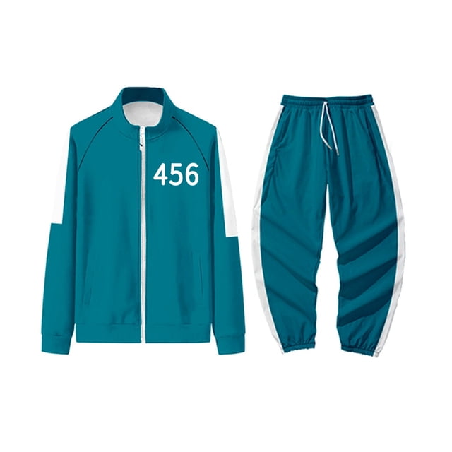 LILELIS Squid Game Two Piece Set: Jacket and Long Pants Outfit for Themed Events and Parties Xxl Blue