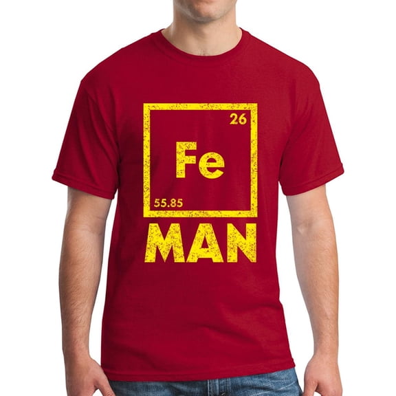 Fe Man T-Shirt Feman Distressed Comics Red
