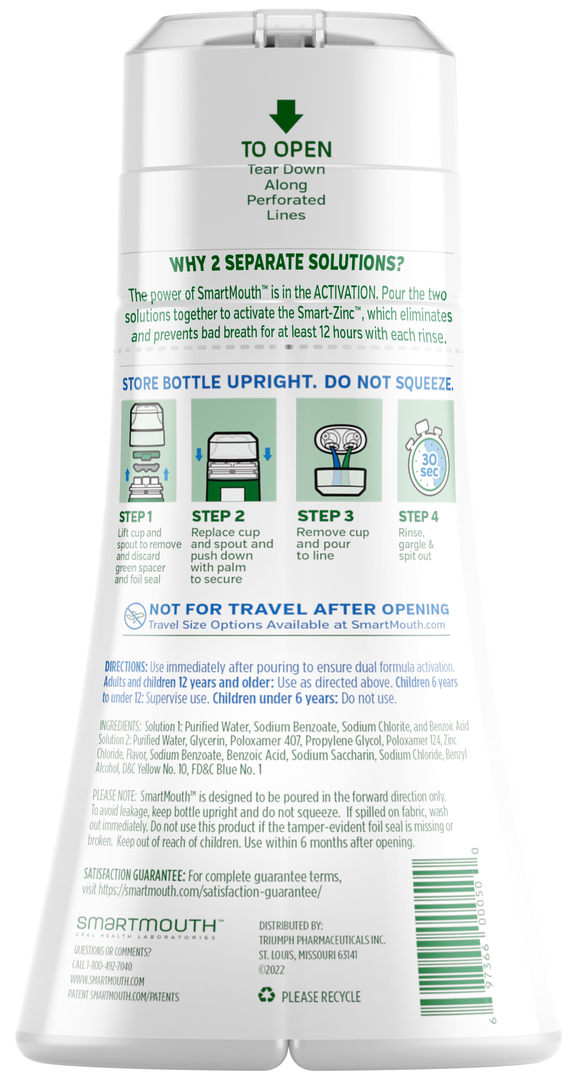 SmartMouth The Original Activated Dual-Solution Oral Breath Rinse Mouthwash, Fresh Mint, 10.82 fl oz, Adult