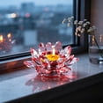 thumbnail image 6 of Crystal Lotus Tealight Candle Holder - Glass Tea Light Candlestick, Clear Crystal Figurine Ornament for Home, Office, Christmas, Halloween Decoration, 6 of 7