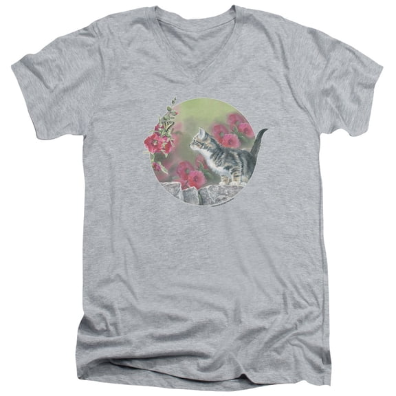 Wild Wings - Kitten Flowers - Slim Fit V Neck Shirt - Small