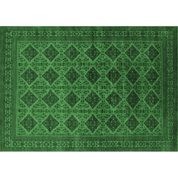 Ahgly Company Indoor Rectangle Oriental Emerald Green Industrial Area Rugs, 4' x 6'