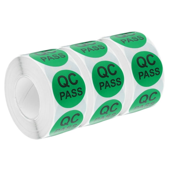 Inventory QC Pass Stickers Labels 25mm/1" Green for Inventory Warehouse Stock 3 Roll 1500 Piece