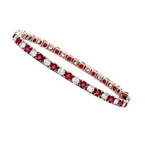 7Ct Round Cut Natural Moissanite Ruby Diamond Bracelet in 14K White Gold Plated