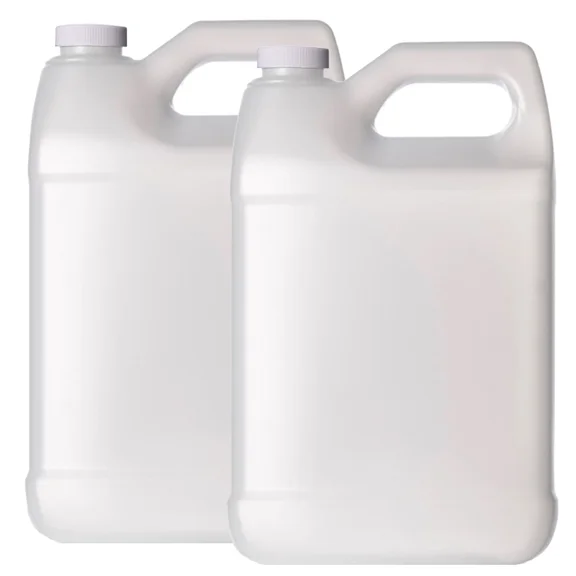Plastic 1 Gallon Jug, F-Style, 38/400, Natural, HDPE, Jug w/ Ribbed Cap (128oz) 2 Pack