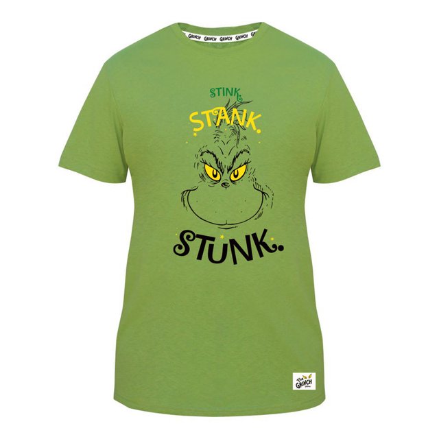 Playera El Grinch para Dama, con Estampados del Rostro De El Grinch y Frase Verde Talla G