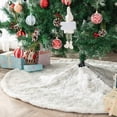thumbnail image 5 of Christmas Tree Skirt Faux Fur Rug with Gold Snowflake Embroidery Xmas Party Christmas Tree Decoration Silver Sequins 90cm, 5 of 5