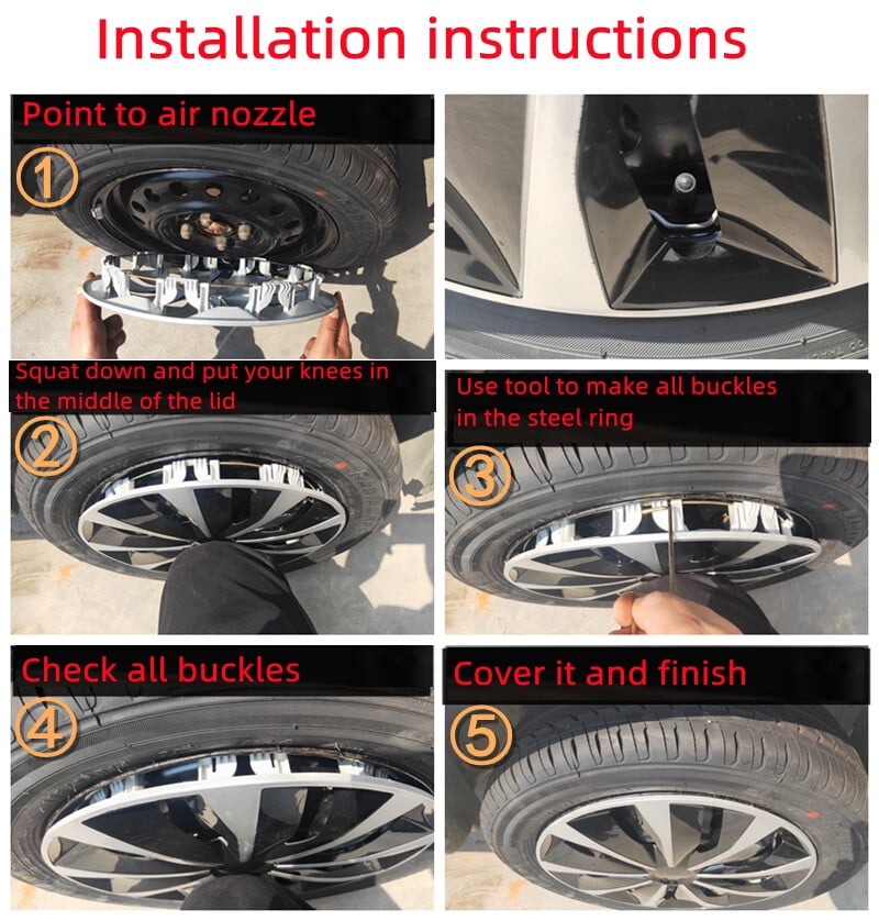 (4-Pack) Premium 17" Black  Wheel Rim Cover Hubcaps OEM Style Replacement Snap On Car Truck SUV Hub Cap - 17 Inch Set