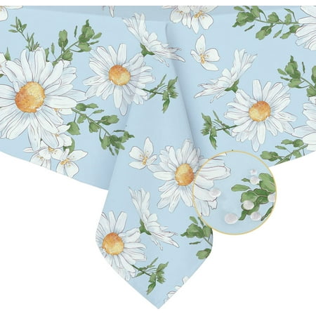 

Daisy Tablecloth Blue Floral Rectangle Tablecloth Sunflower Tablecloth Spring Summer Waterproof Wrinkle Free Durable Rectangle Tablecloth For Rectangle Tables 60 X 84 Inch