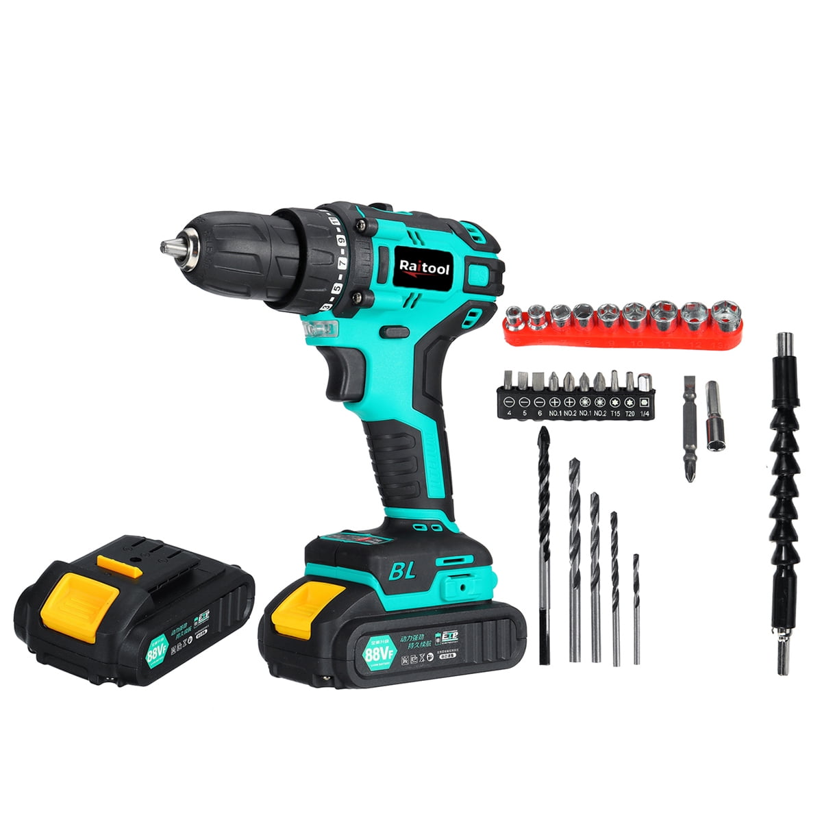 88VF Electric Brushless Cordless Compact Drill Driver Power Drill + 1/2