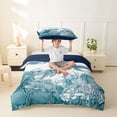 thumbnail image 2 of Erosebridal Ocean Animal Turtle Twin Bedding,White Teal Duvet Cover Set For Girls Boys 2-Piece,No Comforter,Reversible, 2 of 6