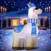 6ft Hanukkah Inflatable Llama Decor - Chanukah Blow-Up with Star of David & Menorah | Built-in LED Lights, High-Quality Fabric | For Party Yard, Holiday Outdoor Festive Decor