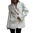 thumbnail image 3 of Womens Slim Fit V Neck Waist Trench Blazer Office Commute Suit Jacket Elegant Flattering Design White S, 3 of 9
