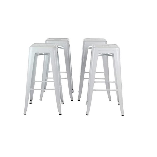 White Tolix Stool, solid metal frame, Counter 26"H, Stool Chair Ideal for Kitchen Island Counter. (Set of 4)