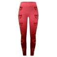 thumbnail image 2 of HOWPAY Valentines Women's Leggings High Waisted Love Heart Graphic Stretchy Slim Fit Yoga Pants Sports Running Tummy Control Tights Casual Workout Pants Hot Pink L, 2 of 5