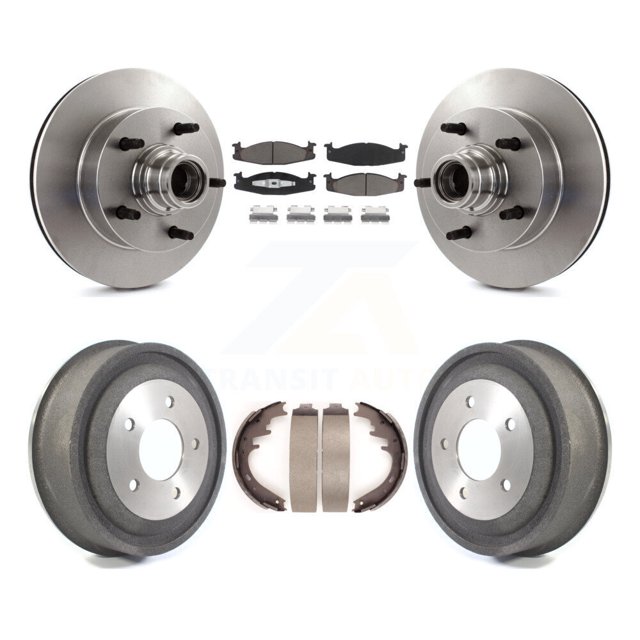 CMX Front Rear Disc Brake Rotors Hub Assembly Ceramic Pads and Drum Kit for Car 2000-2001 Ford E-150 Econoline 2-Wheel ABS K8C-102773