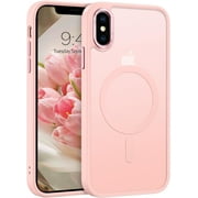 iPhone X Case, iPhone Xs Phone Case Compatible with Magsafe Wireless Charging Translucent Matte Back Slim Shockproof Anti-Scratch Anti-Yellow Protective Magnetic iPhone X/XS Case, Pink