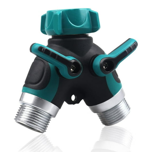 Hose Splitter,2 Way Heavy Duty Metal Connector,Faucet Splitter,Garden Hose Bib Splitter,Solid Double Y Shut Off Valve for Outdoor Gardening Hoses,Green