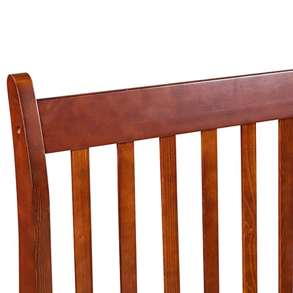Clearance Twin Bed Frame Platform Mattress Foundation with Headboard Solid Wood Slat Support-Walnut