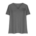 thumbnail image 5 of Womens Blouse V Neck Solid Color 3/4 Sleeve Oversized T Shirt Summer Tops for Women Dark, 5 of 6