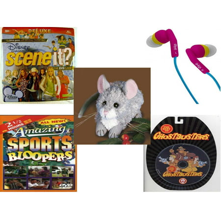 Children's Gift Bundle [5 Piece] -  Disney Channel Scene It? Deluxe  in Tin - iHip Ip-Passion 4 Color Earphones  - Kernel Mouse   6