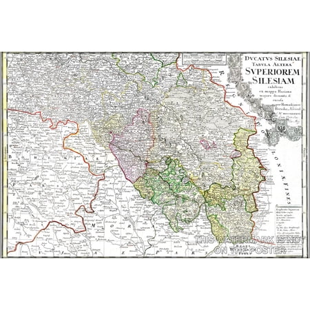 24"x36" Gallery Poster, Map of Upper Silesia and the Duchies of Silesia, 1746