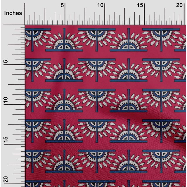 oneOone Polyester Lycra Fabric Floral Block Print Fabric BTY 56 Inch Wide