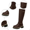 thumbnail image 7 of Women's Knee High Riding Boots Chunky Lug Sole Trendy Buckle Strap Waterproof Leather Zipper Tall Motorcycle Booties, 7 of 7