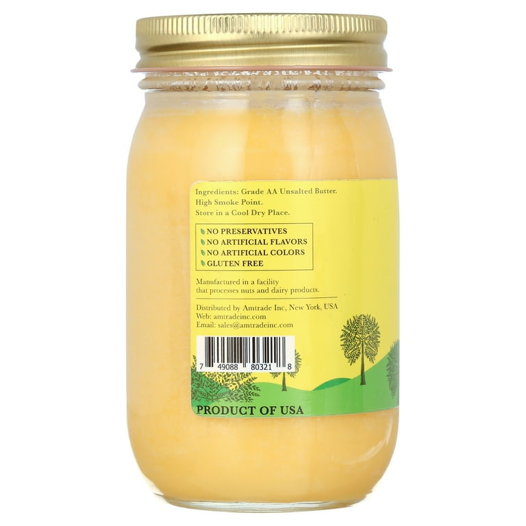 India's Nature Pure Cow Ghee, 16 oz Glass Jar, 1 count, Gluten-Free, Clarified Butter