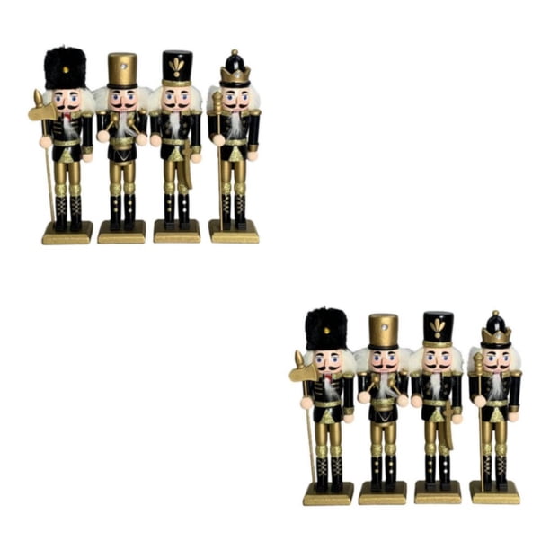 Injueey 4 paquete/lote soldado Cascanueces de Navidad no tóxico seguro para decoración coleccionable de interior y exterior oro negro 4 Uds Oro negro 4 piezas 2Conjunto