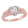 thumbnail image 1 of 3/5 Carat (ctw) Lab-Created White Sapphire Heart Promise Ring in 10K Rose Pink Gold, 1 of 5
