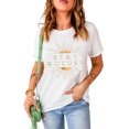 thumbnail image 3 of ABPHQTO Camiseta blanca de manga corta con estampado gráfico STAY GOLDEN para mujer, 3 of 5