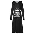 thumbnail image 5 of Women's V-Neck Long Sleeve Print Long Dress with Christmas Tree Snowman Snowflake AI Design, Casual Fashion Fall and Winter Dress for Holiday Parties and Everyday,Black,L, 5 of 6
