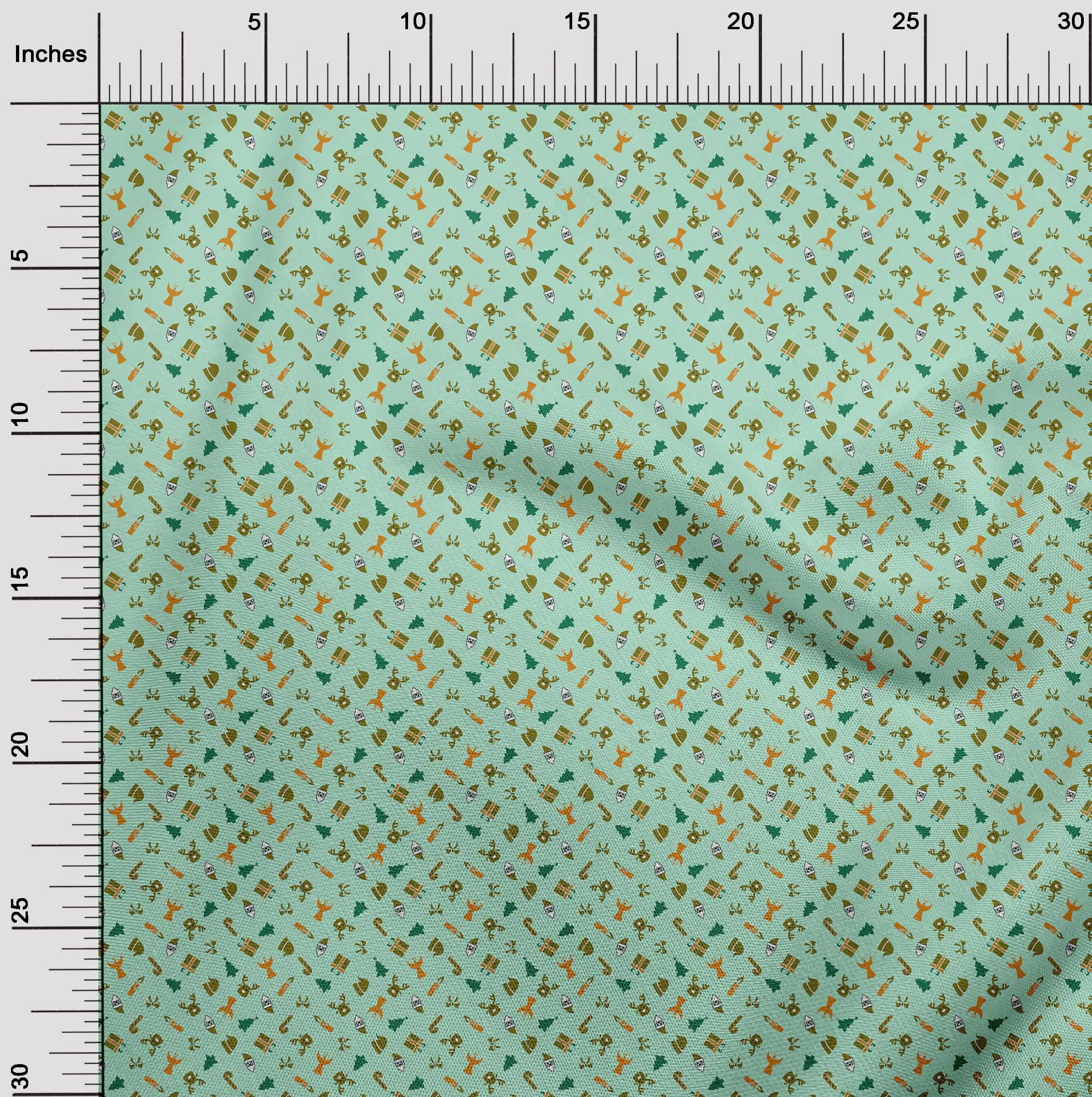 oneOone Cotton Poplin Light Mint Green Fabric Christmas Dress Material Fabric Print Fabric By The Yard 42 Inch Wide