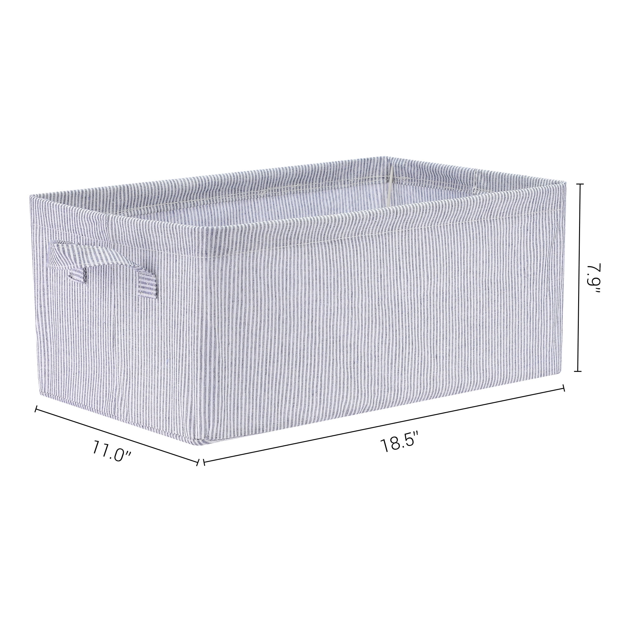 Unique Bargains Fabric Storage Bin with Handles for Shelves Collapsible Cube Blue