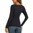 thumbnail image 4 of MOSHU Thermal Tops for Women Scoop Neck Slim Fit Basic Top Ribbed Thermal Undershirts Layering Tee Womens Long Sleeve Shirts, 4 of 11