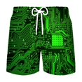 thumbnail image 1 of 3D Printing Electronic Chip Short Pants Men Summer Beach Shorts Cool Street Circuit Board Graphic Swimsuit Gym Surf Swim Trunks, 1 of 5