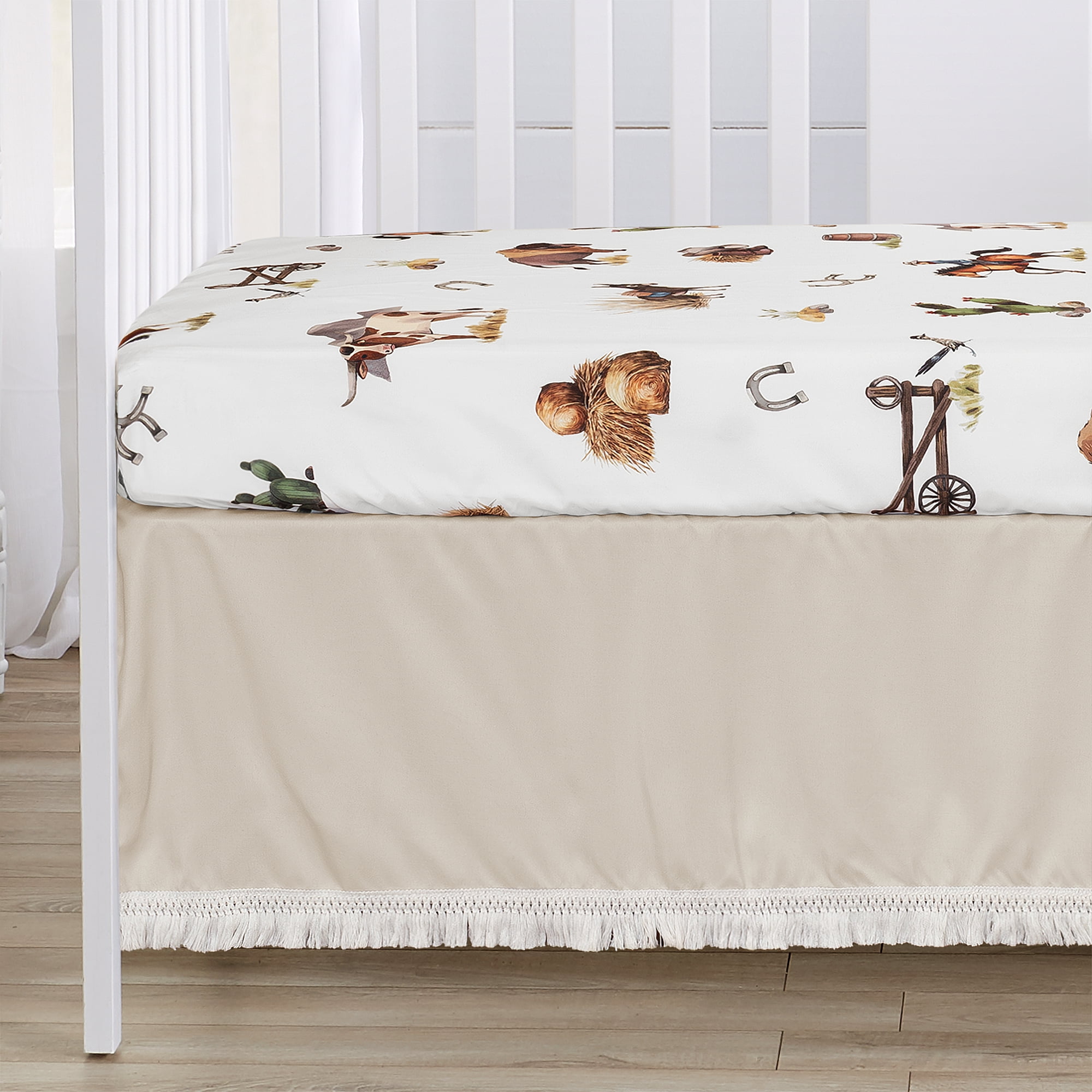 Sweet Jojo Designs Country Western Taupe Red and Blue 4 Piece Crib Bedding Set