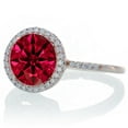 thumbnail image 2 of 1.75 Carat Huge Ruby 6mm Round Cut And Moissanite Diamond Halo Classic Engagement Ring on 10k Rose Gold, 2 of 2