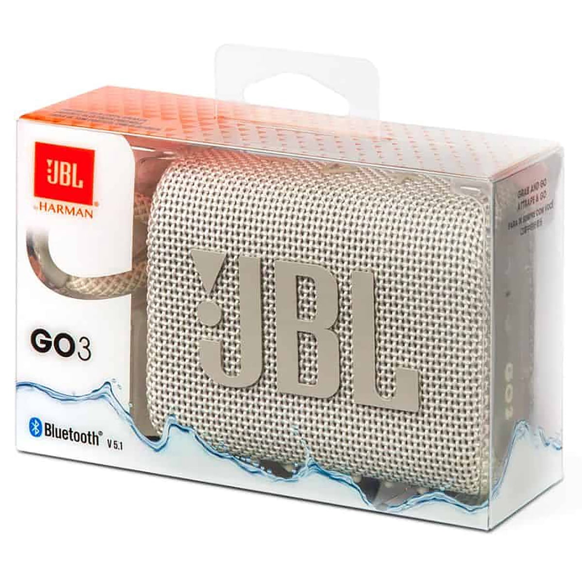JBL Go 3 Portable Mini Wireless Bluetooth Waterproof Speaker - Cloud White - with Cleaning Cloth - Sold without manufacturer warranty