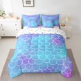 thumbnail image 2 of Ombre Fish Scales Full Bedding Sets, Gradient Mermaid Comforter Set, Dreamy Princess Room Decor Bedding (Comforter+Fitted+Flat Sheet+2 Pillowcases+2 Throw Pillow Covers) 7 Pieces Bed Set, 2 of 5
