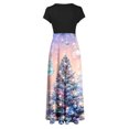 thumbnail image 3 of Robe d'Été pour Femmes 2024 Mode Grande Taille Manches Courtes Imprimé de Noël Style Vacances Grande Jupe Longue Manches Courtes Col Rond Robe 50 % de Réduction Liquidation!, 3 of 4