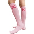 thumbnail image 2 of COUVER Light Pink Ribbon Knee High Socks for Breast Cancer Awareness Knee Tube Socks Womens Athletic Socks Cotton Knee High Socks, 5-9.5, 1 Pair, 2 of 6