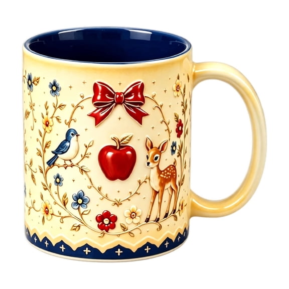 Cute Small Animal Embossed Ceramic Coffee Mug, 4 Inch Vintage Fairy-Tale Drinking Cup, Desktop Decor Gift for Birthday Holiday, 1Pc