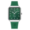 thumbnail image 1 of Reloj Glock Precision para hombre, carcasa de acero plateado y silicona verde, 1 of 1