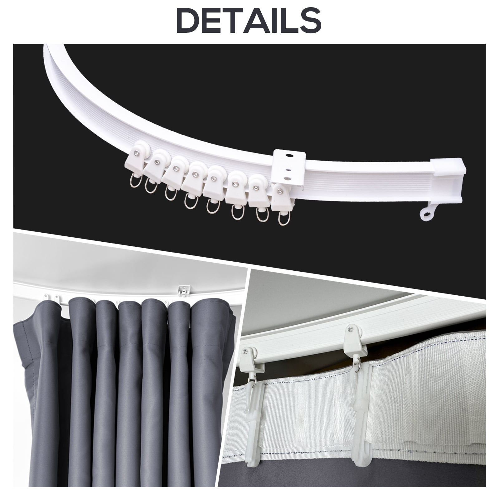 CBSRORO Room Divider Blackout Curtains with Ceiling Mounted Curtain Track Set,1 Panel Gray Divider Curtain and White Flexible Curtain Track for Room Separation